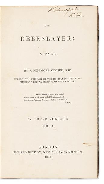 Cooper, James Fenimore (1789-1851) The Deerslayer, First English & American Editions.